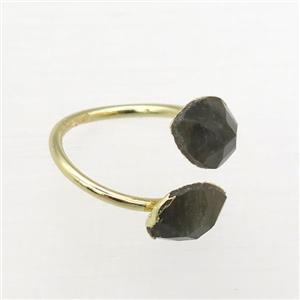 Labradorite Rings, copper, gold plated, approx 8-10mm, 17mm dia [GMRG583]