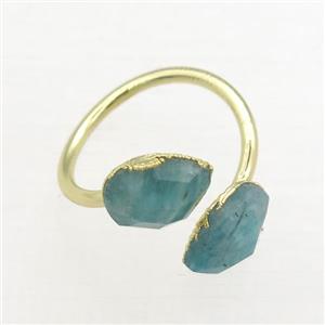 Amazonite Rings, copper, gold plated, approx 8-10mm, 17mm dia [GMRG585]