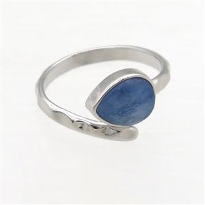 blue Kyanite Rings, copper, gold plated, approx 8-10mm, 18mm dia [GMRG587]