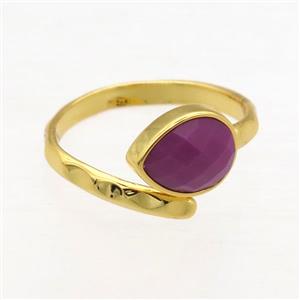 red Jade Rings, copper, gold plated, approx 8-10mm, 18mm dia [GMRG588]