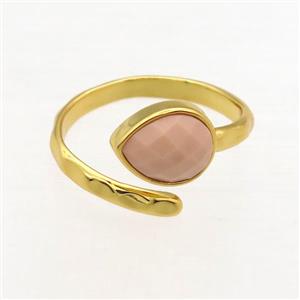 pink dye Coral Rings, copper, gold plated, approx 8-10mm, 18mm dia [GMRG589]