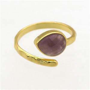 gemstone ring, copper, gold plated, approx 8-10mm, 18mm dia [GMRG591]