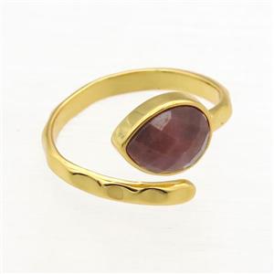Rhodonite Ring, copper, gold plated, approx 8-10mm, 18mm dia [GMRG592]