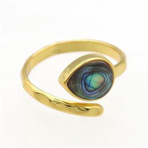 rainbow Abalone Shell Rings, copper, gold plated, approx 8-10mm, 18mm dia [GMRG594]