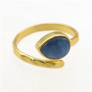 blue Kyanite Rings, copper, gold plated, approx 8-10mm, 18mm dia [GMRG595]
