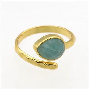green Amazonite Rings, copper, gold plated, approx 8-10mm, 18mm dia [GMRG598]