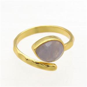 Blue Lace Agate Rings, copper, gold plated, approx 8-10mm, 18mm dia [GMRG599]