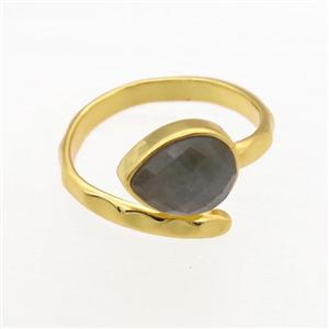 Labradorite Rings, copper, gold plated, approx 8-10mm, 18mm dia [GMRG600]