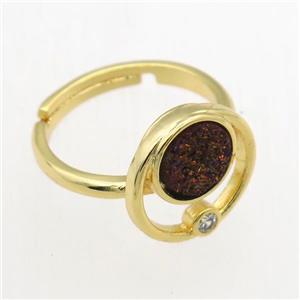 purple Druzy Quartz Rings, copper, gold plated, approx 8mm, 18mm dia [GMRG638]