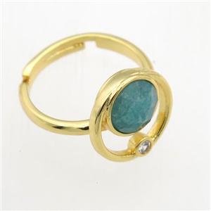 green Amazonite Rings, copper, gold plated, approx 8mm, 18mm dia [GMRG644]