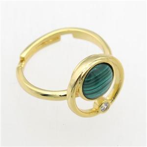 green Malachite Rings, copper, gold plated, approx 8mm, 18mm dia [GMRG645]