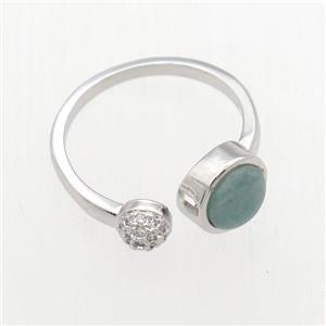 Amazonite Rings, copper, platinum plated, approx 6mm, 18mm dia [GMRG649]