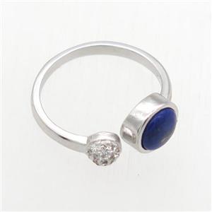 blue Lapis Lazuli Rings, copper, platinum plated, approx 6mm, 18mm dia [GMRG650]