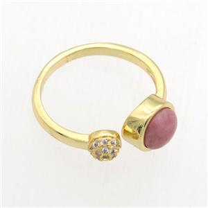 Rhodonite Rings, copper, gold plated, approx 6mm, 18mm dia [GMRG652]