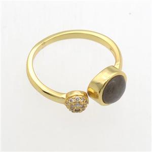 Labradorite Rings, copper, gold plated, approx 6mm, 18mm dia [GMRG653]
