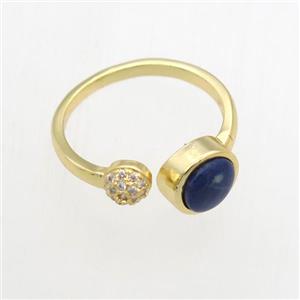 blue Lapis Lazuli Rings, copper, gold plated, approx 6mm, 18mm dia [GMRG655]