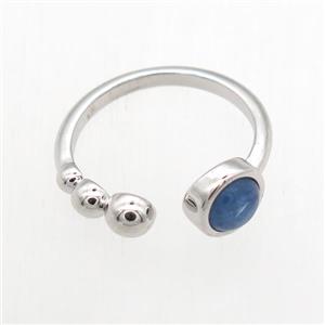 blue Kyanite Rings, copper, platinum plated, approx 6mm, 18mm dia [GMRG658]