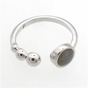 Labradorite Rings, copper, platinum plated, approx 6mm, 18mm dia [GMRG659]