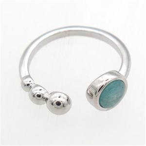 green Amazonite Rings, copper, platinum plated, approx 6mm, 18mm dia [GMRG660]