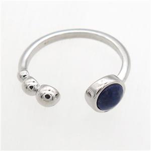 blue Lapis Lazuli Rings, copper, platinum plated, approx 6mm, 18mm dia [GMRG661]