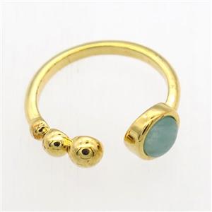 green Amazonite Rings, copper, gold plated, approx 6mm, 18mm dia [GMRG664]