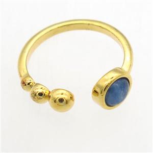 blue Kyanite Rings, copper, gold plated, approx 6mm, 18mm dia [GMRG665]