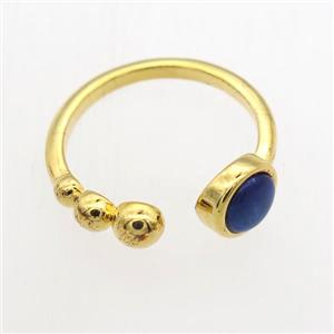 blue Lapis Lazuli Rings, copper, gold plated, approx 6mm, 18mm dia [GMRG667]