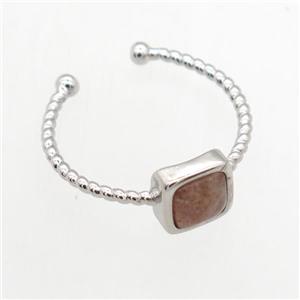 Strawberry Quartz Rings, copper, platinum plated, approx 7mm, 19mm dia [GMRG685]