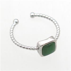 green Aventurine Rings, copper, platinum plated, approx 7mm, 19mm dia [GMRG686]