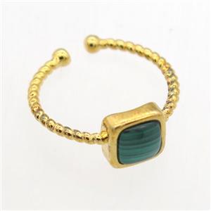 green Malachite Rings, copper, gold plated, approx 7mm, 19mm dia [GMRG694]