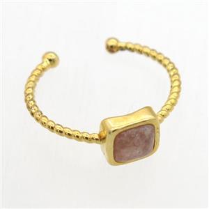 Strawberry Quartz Rings, copper, gold plated, approx 7mm, 19mm dia [GMRG695]