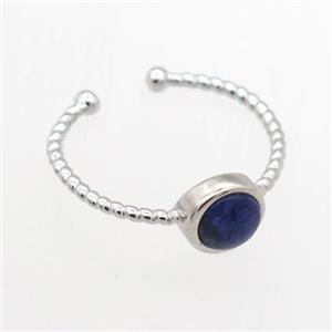 blue Lapis Lazuli Rings, copper, platinum plated, approx 7mm, 19mm dia [GMRG700]