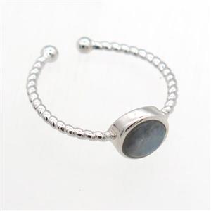 Labradorite Rings, copper, platinum plated, approx 7mm, 19mm dia [GMRG701]