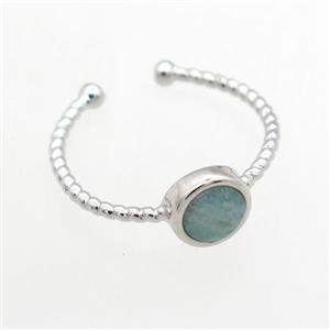 Amazonite Rings, copper, platinum plated, approx 7mm, 19mm dia [GMRG703]