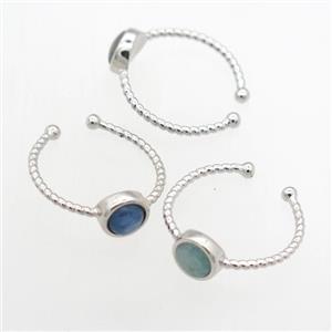mix gemstone Rings, copper, platinum plated, approx 7mm, 19mm dia [GMRG704]