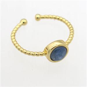 blue Lapis Lazuli Rings, copper, gold plated, approx 7mm, 19mm dia [GMRG706]
