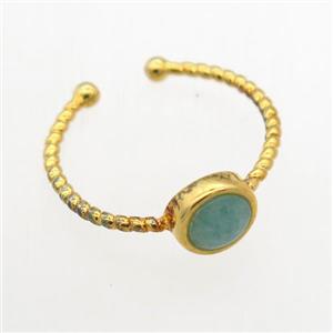 green Amazonite Rings, copper, gold plated, approx 7mm, 19mm dia [GMRG707]