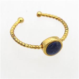 blue Lapis Lazuli Rings, copper, gold plated, approx 7mm, 19mm dia [GMRG708]