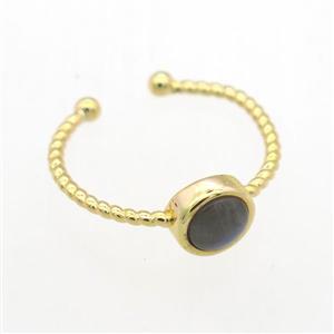 Labradorite Rings, copper, gold plated, approx 7mm, 19mm dia [GMRG709]