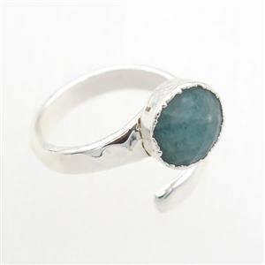 green Amazonite Rings, copper, platinum plated, approx 10mm, 19mm dia [GMRG724]