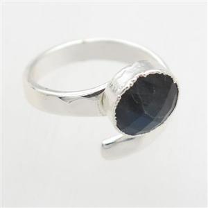 Labradorite Rings, copper, platinum plated, approx 10mm, 19mm dia [GMRG725]