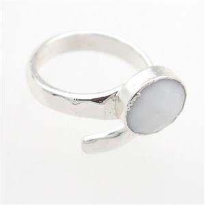 white Agate Rings, copper, platinum plated, approx 10mm, 19mm dia [GMRG727]