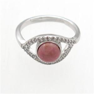 Rhodonite Rings, copper, platinum plated, approx 8mm, 17mm dia [GMRG739]