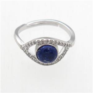 blue Lapis Lazuli Rings, copper, platinum plated, approx 8mm, 17mm dia [GMRG741]
