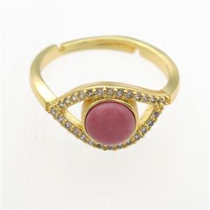 Rhodonite Rings, copper, gold plated, approx 8mm, 17mm dia [GMRG745]