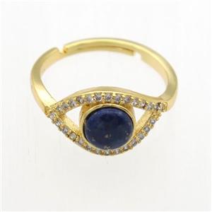 blue Lapis Lazuli Rings, copper, gold plated, approx 8mm, 17mm dia [GMRG747]