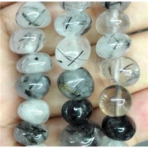 black rutilated quartz chip beads, approx 8-12mm [GMST364]