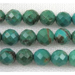 turquoise beads, faceted round, blue and green treated, approx 6mm dia [GMT1248-6MM]