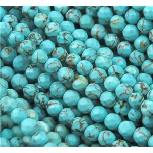 tiny turquoise bead, faceted round, approx 3mm dia [GMT1253]