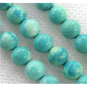 blue turquoise bead, round, approx 8mm dia [GMT1261-8MM]